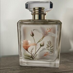 Chunky Wood Faux Perfume Bottle Shelf Sitter Elegant Home Decoration Floral